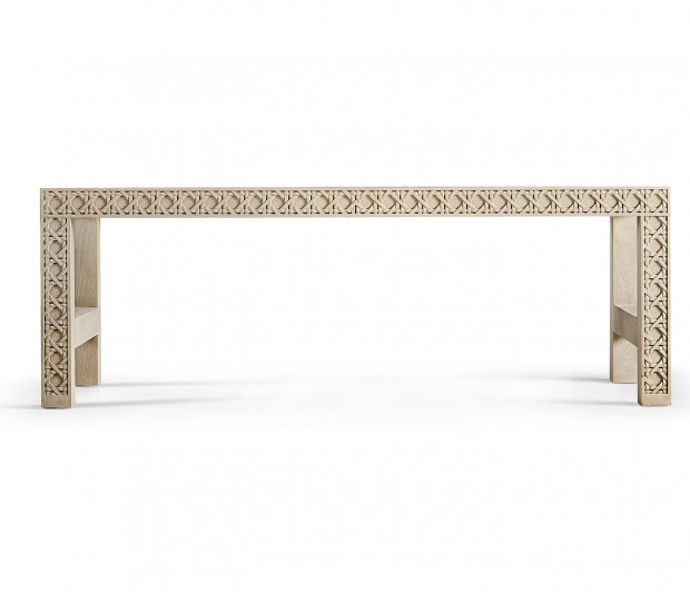 Cnoidal Cane Carved Cocktail Table