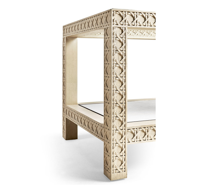 Cnoidal Cane Carved End Table
