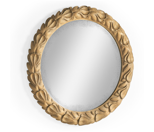 Wrenbury Round Gilded Vintage Oak Mirror