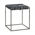 Square Iron End Table With A Black Marble Top