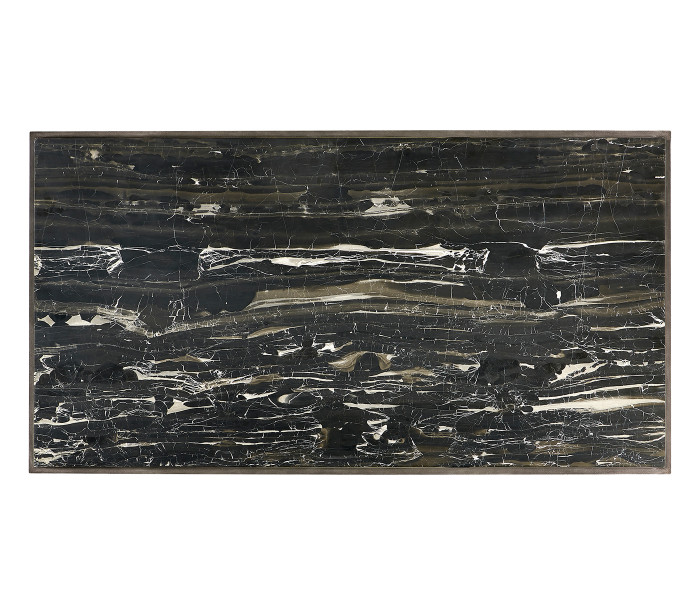 Rectangular Iron Cocktail Table With A Black Marble Top