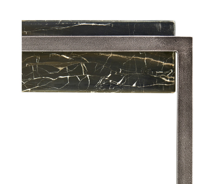Rectangular Iron Cocktail Table With A Black Marble Top