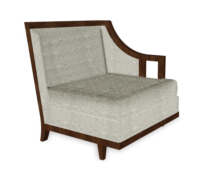 Walnut & Dark Grey Rattan Left One-Seat Sofa Sectional 29