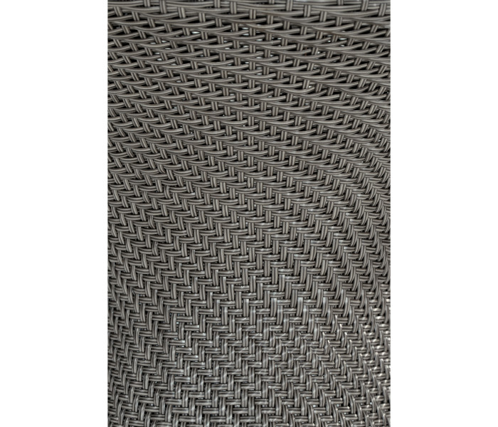 Round Dark Grey Rattan Dining Table with a Dark Marble Top