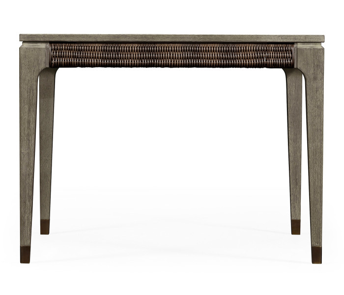 Square Grey & Rattan Dining Table