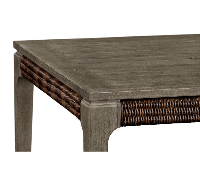 Square Grey & Rattan Dining Table