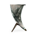 Horn Shaped Faux Black & Grey Marble End Table