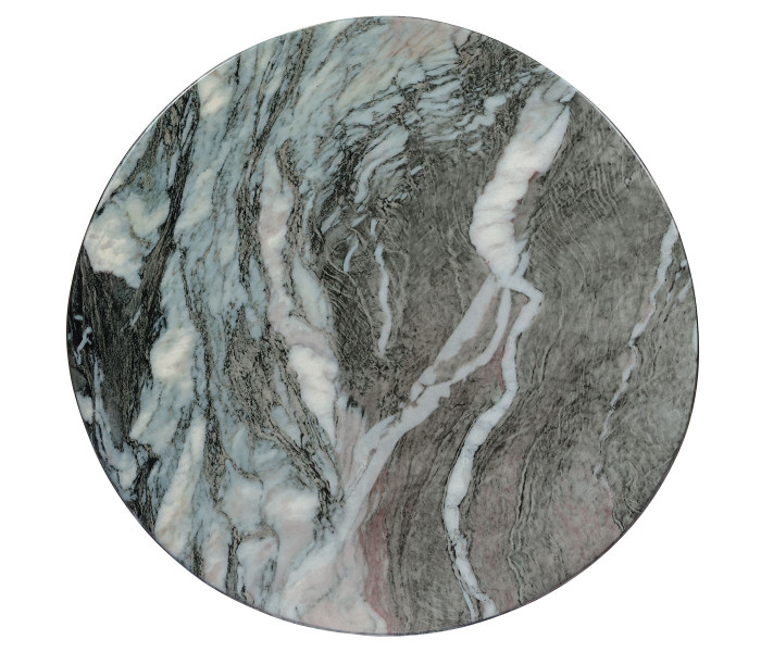 Horn Shaped Faux Black & Grey Marble End Table