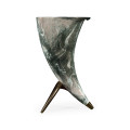 Horn Shaped Faux Black & Grey Marble End Table