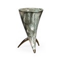 Horn Shaped Faux Black & Grey Marble End Table