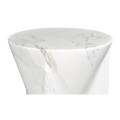 Round To L-Shape Faux White & Grey Marble End Table