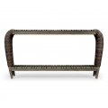 Rectangular Grey & Rattan Console Table With Curved Ends