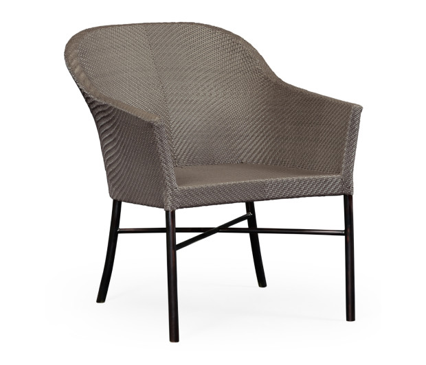 Rounded Back Mocha Steel & Dark Grey Rattan Dining Chair with Cushion
