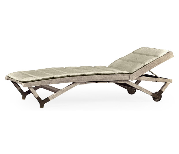 Navajo Sand Chaise Lounge on Wheels with a Retractable Drink Holder & Cushion