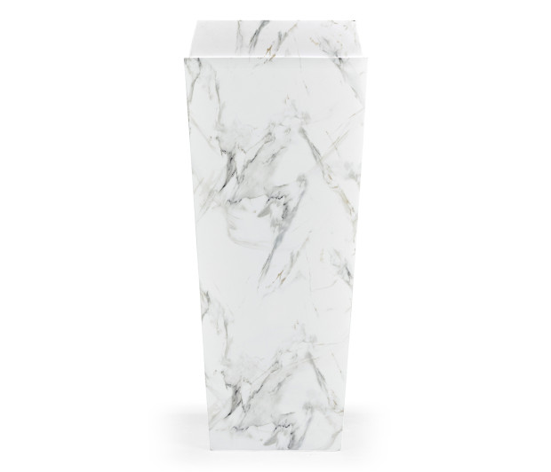 Large Square Faux White & Grey Marble Planter