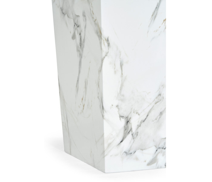 Large Square Faux White & Grey Marble Planter