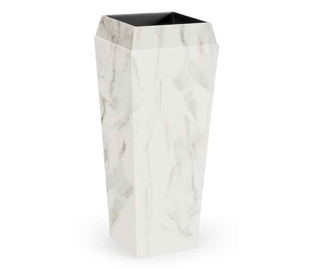 Large Square Faux White & Grey Marble Planter