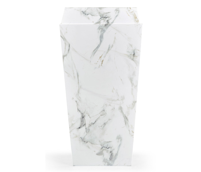 Medium Square Faux White & Grey Marble Planter