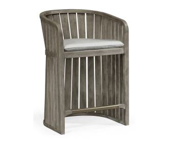 Slatted Grey Tub Counter Stool