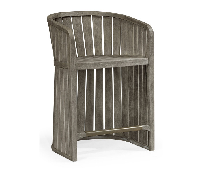 Slatted Grey Tub Counter Stool